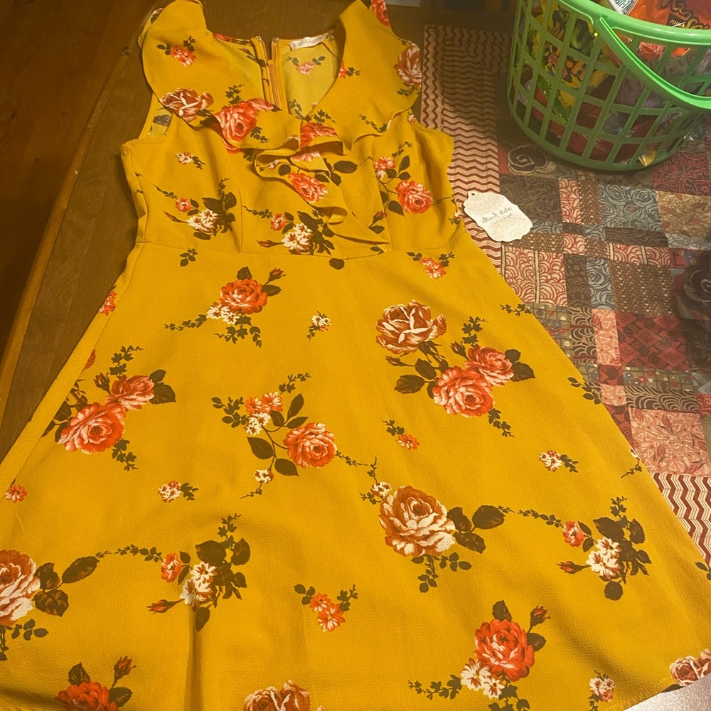 Altar’d State Mustard color floral dress